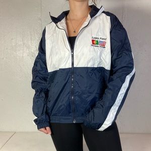 Navy + White Portugal Full Zip Windbreaker Jacket